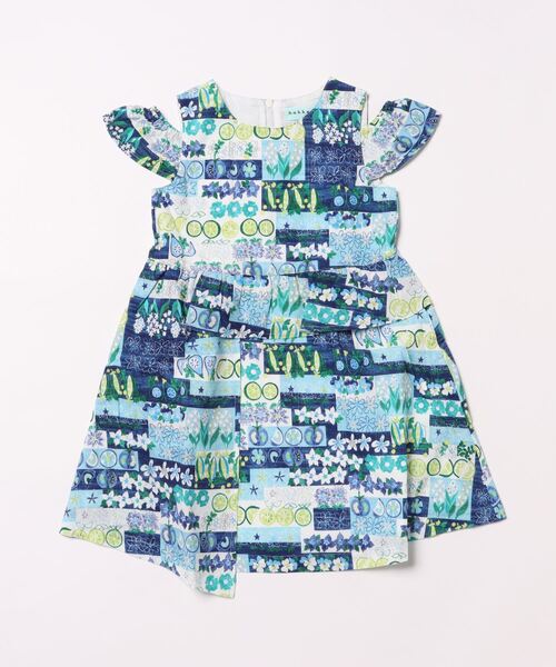 HAKKA KIDS（ハッカキッズ）の「フラワーベジタブルボーダープリントオフショルダーワンピース（ワンピース・キッズ・ネイビー/ピンク・100cm/110cm/120cm/130cm）」の3枚目の写真