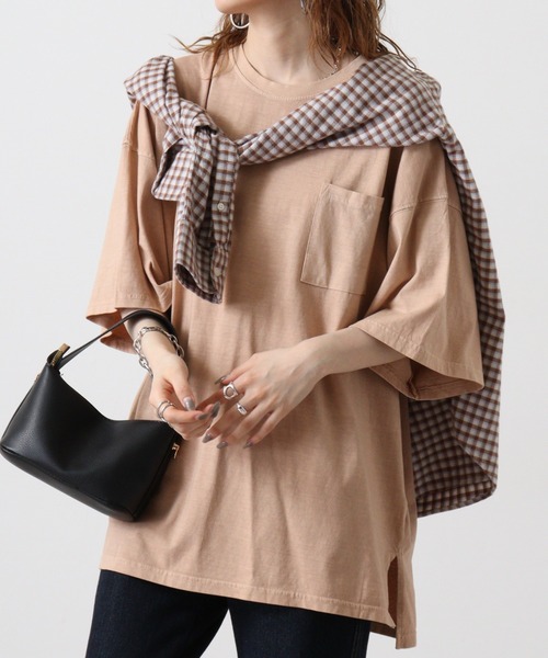 FUNALIVE（ファンアライブ）の「Pigmented oversized pocket T-shirt / ピグメント加工オーバーサイズポケット付きTシャツ unisex（Tシャツ/カットソー・メンズ・グリーン/チャコール/ブラック/パープル/ネイビー/ベージュ・L/M/XL）」の3枚目の写真