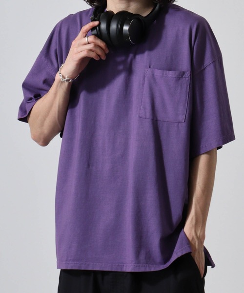 FUNALIVE（ファンアライブ）の「Pigmented oversized pocket T-shirt / ピグメント加工オーバーサイズポケット付きTシャツ unisex（Tシャツ/カットソー・メンズ・グリーン/チャコール/ブラック/パープル/ネイビー/ベージュ・L/M/XL）」の6枚目の写真