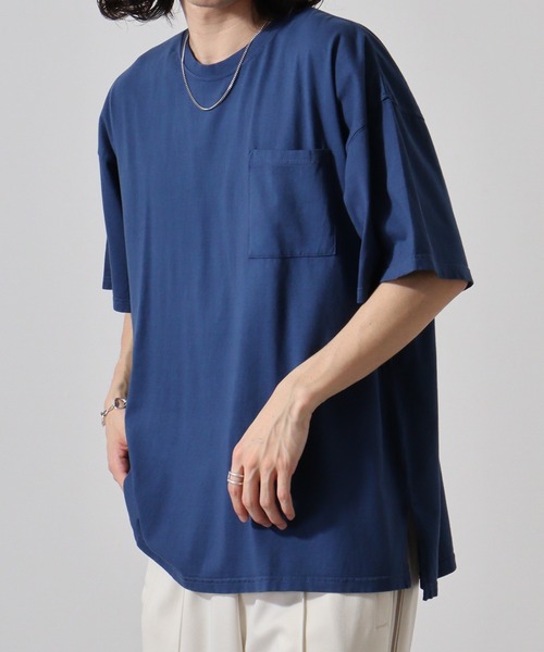 FUNALIVE（ファンアライブ）の「Pigmented oversized pocket T-shirt / ピグメント加工オーバーサイズポケット付きTシャツ unisex（Tシャツ/カットソー・メンズ・グリーン/チャコール/ブラック/パープル/ネイビー/ベージュ・L/M/XL）」の5枚目の写真