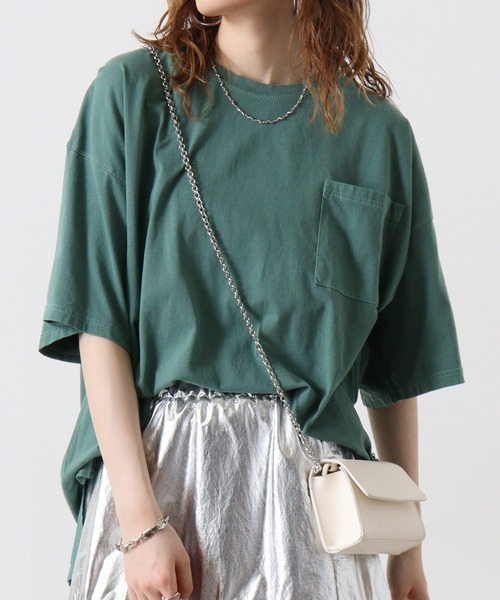 FUNALIVE（ファンアライブ）の「Pigmented oversized pocket T-shirt / ピグメント加工オーバーサイズポケット付きTシャツ unisex（Tシャツ/カットソー・メンズ・グリーン/チャコール/ブラック/パープル/ネイビー/ベージュ・L/M/XL）」の8枚目の写真