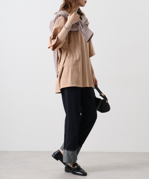 FUNALIVE（ファンアライブ）の「Pigmented oversized pocket T-shirt / ピグメント加工オーバーサイズポケット付きTシャツ unisex（Tシャツ/カットソー・メンズ・グリーン/チャコール/ブラック/パープル/ネイビー/ベージュ・L/M/XL）」の10枚目の写真