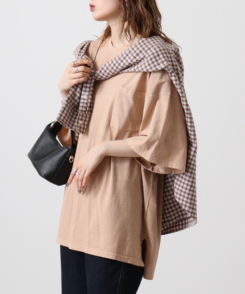 FUNALIVE（ファンアライブ）の「Pigmented oversized pocket T-shirt / ピグメント加工オーバーサイズポケット付きTシャツ unisex（Tシャツ/カットソー・メンズ・グリーン/チャコール/ブラック/パープル/ネイビー/ベージュ・L/M/XL）」の13枚目の写真