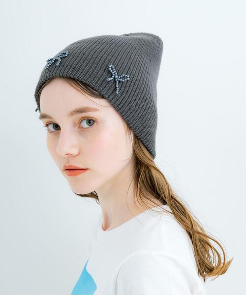 SMELLY（スメリー）の「リボンニットワッチ（ニットキャップ/ビーニー・レディース・グレー/ブラック・-）」の15枚目の写真