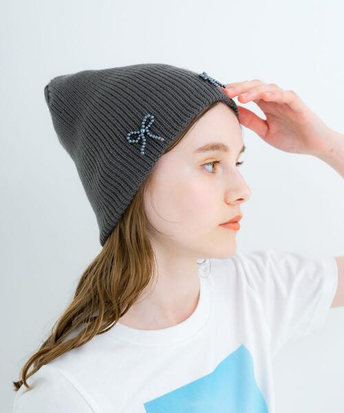 SMELLY（スメリー）の「リボンニットワッチ（ニットキャップ/ビーニー・レディース・グレー/ブラック・-）」の16枚目の写真