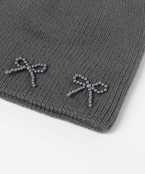 SMELLY（スメリー）の「リボンニットワッチ（ニットキャップ/ビーニー・レディース・グレー/ブラック・-）」の4枚目の写真