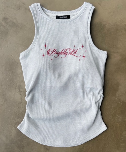 SHAGGIE（シャギー）の「【カップ付き】サイドシャーリングラメタンクアメスリ（タンクトップ・レディース・シルバー/ブラック/グリーン・FREE）」の8枚目の写真