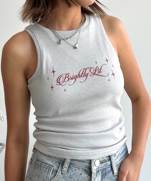 SHAGGIE（シャギー）の「【カップ付き】サイドシャーリングラメタンクアメスリ（タンクトップ・レディース・シルバー/ブラック/グリーン・FREE）」の4枚目の写真