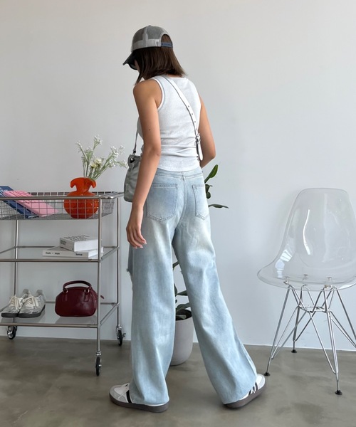 SHAGGIE（シャギー）の「【カップ付き】サイドシャーリングラメタンクアメスリ（タンクトップ・レディース・シルバー/ブラック/グリーン・FREE）」の7枚目の写真