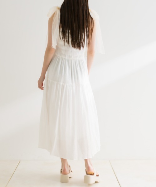 OLIVE des OLIVE（オリーブデオリーブ）の「チュールリボン付きシャーリングキャミワンピ（ワンピース・レディース・ブラック/オフホワイト/ラベンダー/チェック・SMALL/MEDIUM）」の19枚目の写真