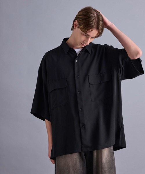 JUNRED（ジュンレッド）の「【 セットアップ対応 】ドレープツイルビッグシャツ（シャツ/ブラウス・メンズ・オレンジ/ブラック/グレー系その他・L/M/S）」の2枚目の写真