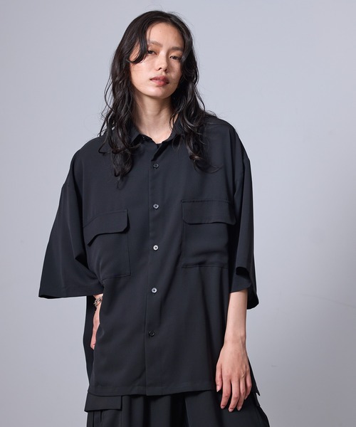 JUNRED（ジュンレッド）の「【 セットアップ対応 】ドレープツイルビッグシャツ（シャツ/ブラウス・メンズ・オレンジ/ブラック/グレー系その他・L/M/S）」の4枚目の写真