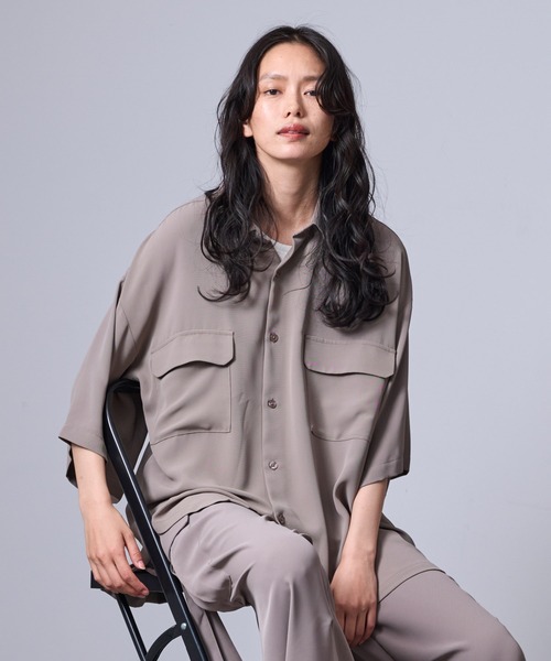 JUNRED（ジュンレッド）の「【 セットアップ対応 】ドレープツイルビッグシャツ（シャツ/ブラウス・メンズ・オレンジ/ブラック/グレー系その他・L/M/S）」の5枚目の写真