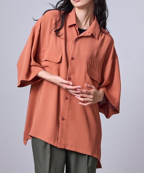 JUNRED（ジュンレッド）の「【 セットアップ対応 】ドレープツイルビッグシャツ（シャツ/ブラウス・メンズ・オレンジ/ブラック/グレー系その他・L/M/S）」の6枚目の写真