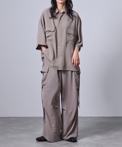 JUNRED（ジュンレッド）の「【 セットアップ対応 】ドレープツイルビッグシャツ（シャツ/ブラウス・メンズ・オレンジ/ブラック/グレー系その他・L/M/S）」の8枚目の写真