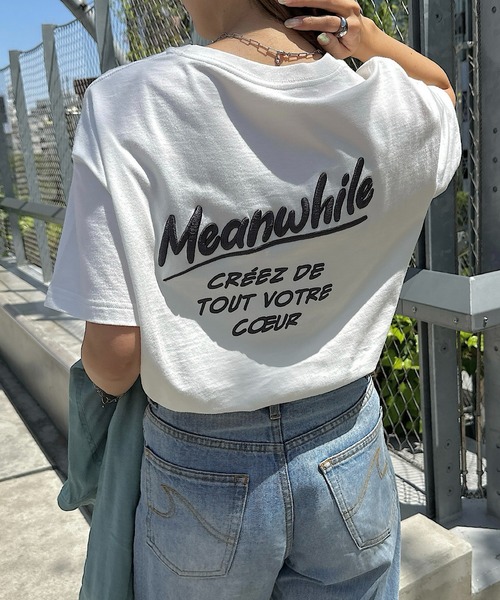 andme(アンドミー)の「【新色追加】プリントエンブロイダリーロゴ半袖Tシャツ(Tシャツ/カットソー・レディース・オフホワイト/キナリ/スミクロ/オートミール/ベージュ系その他/ベージュ/ホワイト×レッド/ネイビー・M/S)」の12枚目の写真