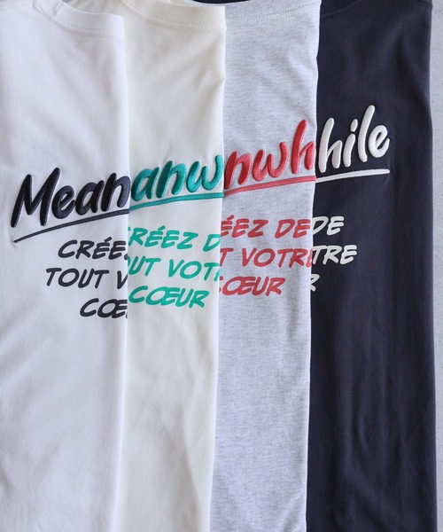 andme(アンドミー)の「【新色追加】プリントエンブロイダリーロゴ半袖Tシャツ(Tシャツ/カットソー・レディース・オフホワイト/キナリ/スミクロ/オートミール/ベージュ系その他/ベージュ/ホワイト×レッド/ネイビー・M/S)」の18枚目の写真