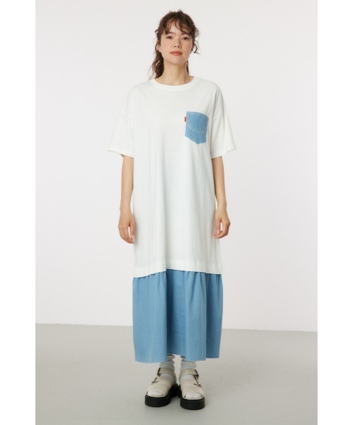 ☆新品タグ付き☆ ロデオクラウンズ デニムドッキング モッズコート セール】デニムドッキングマキシワンピース（ワンピース