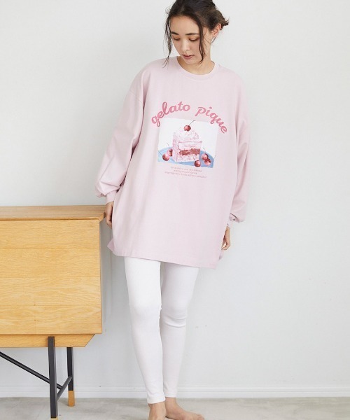 gelato pique（ジェラートピケ）の「リブレギンス（レギンス/スパッツ・レディース・グレー/ピンク・FREE）」の4枚目の写真