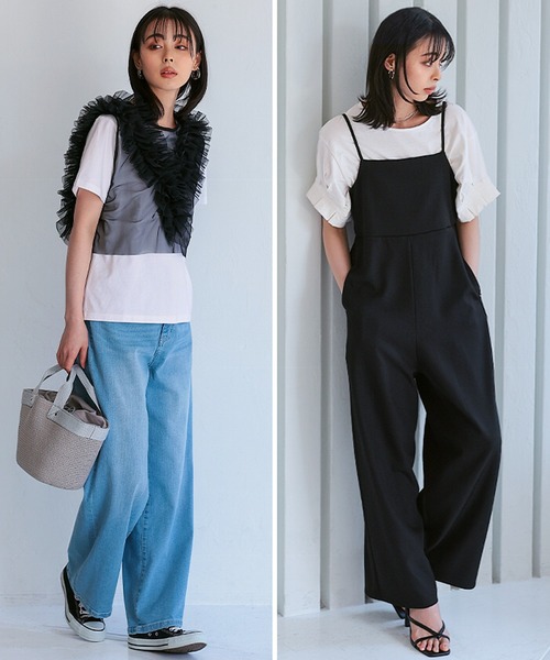 itto...(イット)の「贅沢フリルシアーベスト+オールインワンセットアップ(パンツドレス・レディース・ブラック・M)」の17枚目の写真