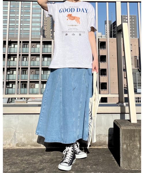 spiritoso(スピリトーゾ)の「【spiritoso】GOOD DAY シートプリントTシャツ (CP)(Tシャツ/カットソー・レディース・ホワイト/オートミール/ライトパープル・M/L)」の6枚目の写真