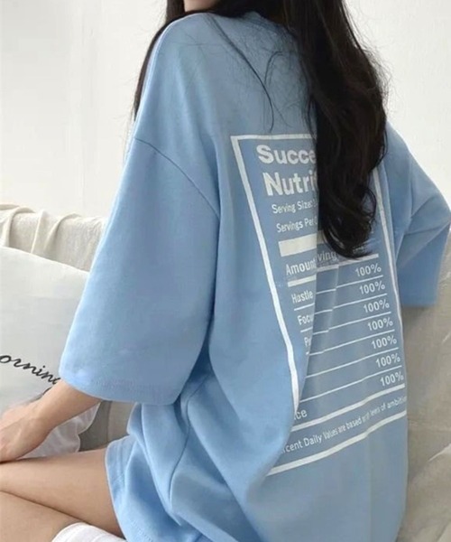 CANVAS+(キャンバスプラス)の「【CANVAS+】バックプリントルーズTシャツ(Tシャツ/カットソー・レディース・ブラック/サックスブルー/ダークグリーン/ホワイト・M)」の4枚目の写真