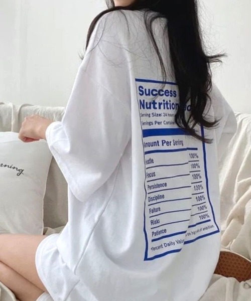 CANVAS+(キャンバスプラス)の「【CANVAS+】バックプリントルーズTシャツ(Tシャツ/カットソー・レディース・ブラック/サックスブルー/ダークグリーン/ホワイト・M)」の7枚目の写真