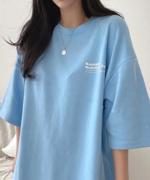 CANVAS+(キャンバスプラス)の「【CANVAS+】バックプリントルーズTシャツ(Tシャツ/カットソー・レディース・ブラック/サックスブルー/ダークグリーン/ホワイト・M)」の8枚目の写真