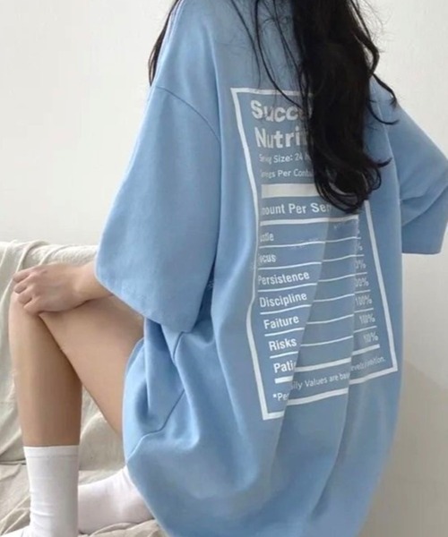 CANVAS+(キャンバスプラス)の「【CANVAS+】バックプリントルーズTシャツ(Tシャツ/カットソー・レディース・ブラック/サックスブルー/ダークグリーン/ホワイト・M)」の9枚目の写真