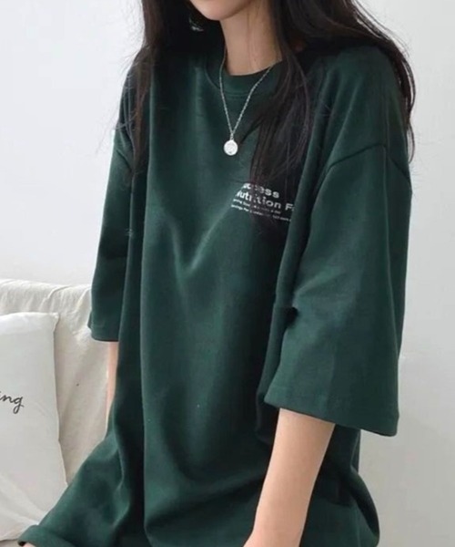 CANVAS+(キャンバスプラス)の「【CANVAS+】バックプリントルーズTシャツ(Tシャツ/カットソー・レディース・ブラック/サックスブルー/ダークグリーン/ホワイト・M)」の14枚目の写真