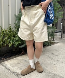 《低身長サイズあり》配色ステッチハーフパンツ