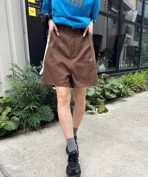nemne store(ネンネストア)の「《低身長サイズあり》配色ステッチハーフパンツ(その他パンツ・レディース・アイボリー/ブラウン・MEDIUM/SMALL)」の3枚目の写真