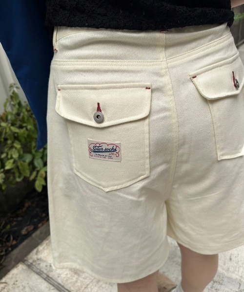 nemne store(ネンネストア)の「《低身長サイズあり》配色ステッチハーフパンツ(その他パンツ・レディース・アイボリー/ブラウン・MEDIUM/SMALL)」の11枚目の写真