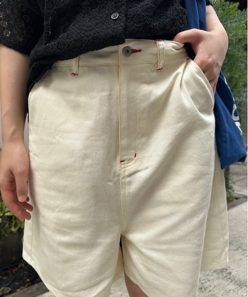 nemne store(ネンネストア)の「《低身長サイズあり》配色ステッチハーフパンツ(その他パンツ・レディース・アイボリー/ブラウン・MEDIUM/SMALL)」の13枚目の写真
