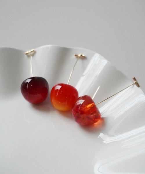 Port（ポート）の「【 Port / ポート 】 クリア さくらんぼ ピアス / チェリー #_（ピアス（両耳用）・レディース・ピンク/レッド/ボルドー・FREE）」の5枚目の写真