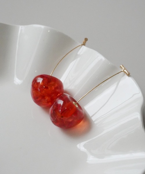 Port（ポート）の「【 Port / ポート 】 クリア さくらんぼ ピアス / チェリー #_（ピアス（両耳用）・レディース・ピンク/レッド/ボルドー・FREE）」の7枚目の写真