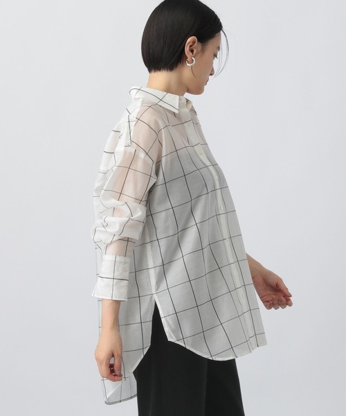 A part by（アパートバイ）の「シアーオーバーシャツ（シャツ/ブラウス・レディース・ライトグレー/ピンク/ダークブラウン/チャコールグレー・FREE）」の5枚目の写真