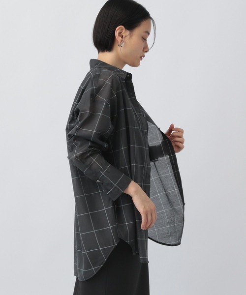 A part by（アパートバイ）の「シアーオーバーシャツ（シャツ/ブラウス・レディース・ライトグレー/ピンク/ダークブラウン/チャコールグレー・FREE）」の8枚目の写真