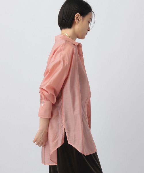 A part by（アパートバイ）の「シアーオーバーシャツ（シャツ/ブラウス・レディース・ライトグレー/ピンク/ダークブラウン/チャコールグレー・FREE）」の10枚目の写真