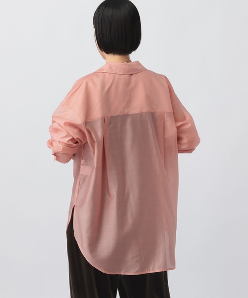 A part by（アパートバイ）の「シアーオーバーシャツ（シャツ/ブラウス・レディース・ライトグレー/ピンク/ダークブラウン/チャコールグレー・FREE）」の11枚目の写真