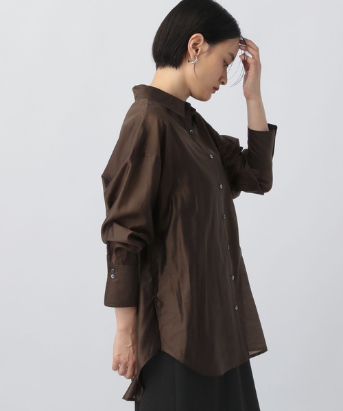 A part by（アパートバイ）の「シアーオーバーシャツ（シャツ/ブラウス・レディース・ライトグレー/ピンク/ダークブラウン/チャコールグレー・FREE）」の16枚目の写真