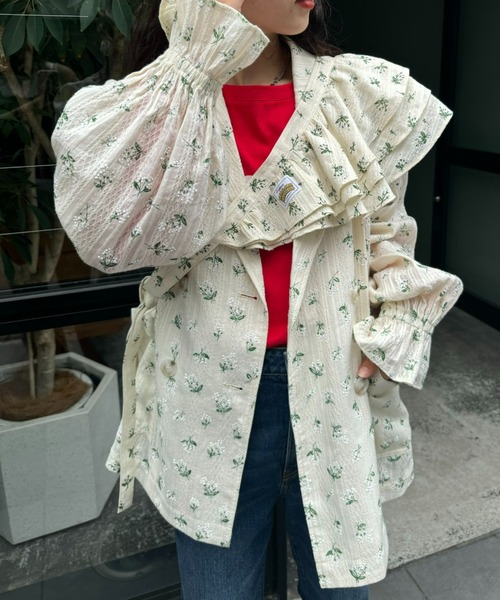 HELLO.SANFRANCISCO（ハローサンフランシスコ）の「【HELLO.SANFRANCISCO】フラワープリントマルチウェイフリルベルト（付け襟・レディース・アイボリー・ONESIZE）」の8枚目の写真