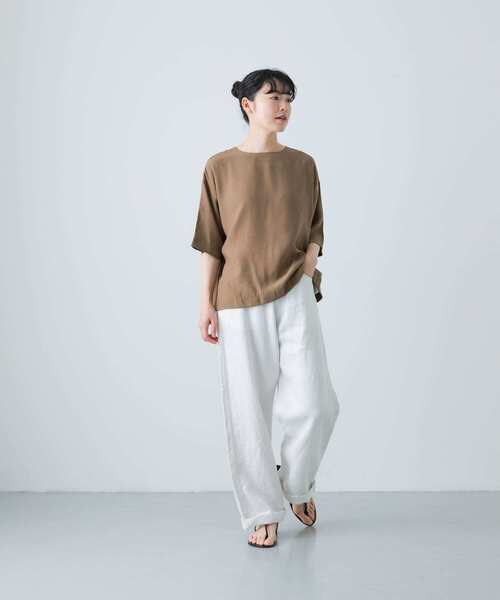 かぐれ（カグレ）の「フィブリルタフタプルオーバー（Tシャツ/カットソー・レディース・キャメル/ブラック・FREE）」の21枚目の写真