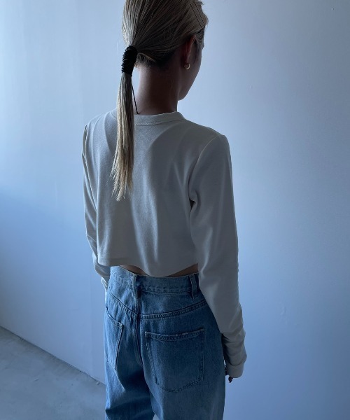 AIC.（エーアイシー）の「ショートレングスロンティー（Tシャツ/カットソー・レディース・ネイビー/ダークブラウン/バーガンディー/ホワイト系/チャコールグレー/ブラック・FREE）」の12枚目の写真