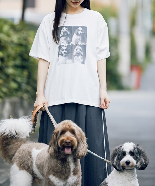 アルベロベロ　チュニック　半袖Tシャツ　ビーズ　ピンク　豚さん　犬 アルベロベロ チュニック 半袖Tシャツ ビーズ ピンク 豚さん 犬