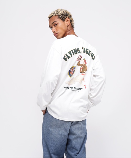 式波アスカ様 VULTURES グラフィック長袖カットソー AVIREX アビレックス 長袖 刺繍Tシャツ SKA T-SHIRTS ミリタリー