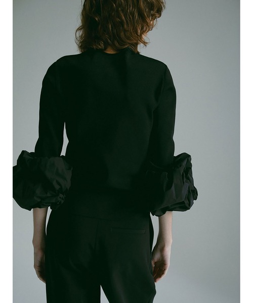 HER ボリュームスリーブニットトップス黒F