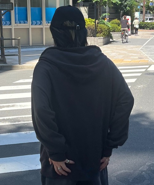 ワンポイントロゴ刺繍 ビッグシルエット ダブルジップアップ