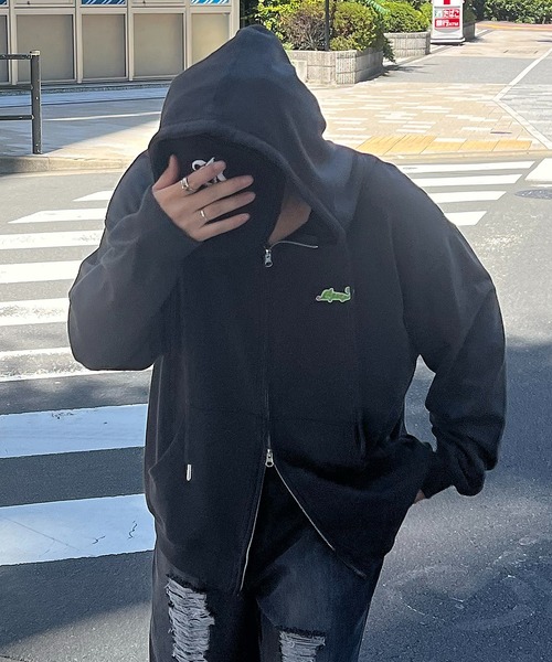 Labordi（ラボード）の「ワンポイントロゴ刺繍 ビッグシルエット ダブルジップアップパーカー フーディー（パーカー・メンズ・チャコールグレー/アッシュグレー/ブラック・M/L）」の8枚目の写真