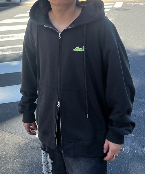 Labordi（ラボード）の「ワンポイントロゴ刺繍 ビッグシルエット ダブルジップアップパーカー フーディー（パーカー・メンズ・チャコールグレー/アッシュグレー/ブラック・M/L）」の10枚目の写真